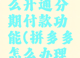 拼多多怎么开通分期付款功能(拼多多怎么办理分期)