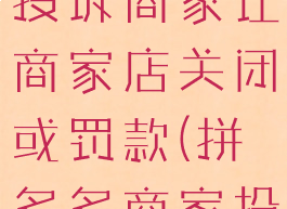 拼多多怎么投诉商家让商家店关闭或罚款(拼多多商家投诉怎么投)