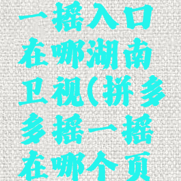 拼多多摇一摇入口在哪湖南卫视(拼多多摇一摇在哪个页面)