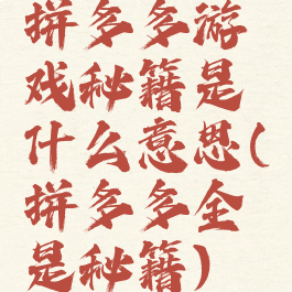 拼多多游戏秘籍是什么意思(拼多多全是秘籍)