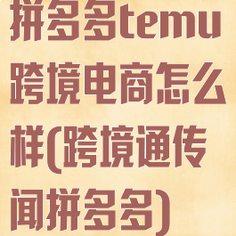 拼多多temu跨境电商怎么样(跨境通传闻拼多多)
