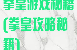 拳皇游戏秘籍(拳皇攻略秘籍)