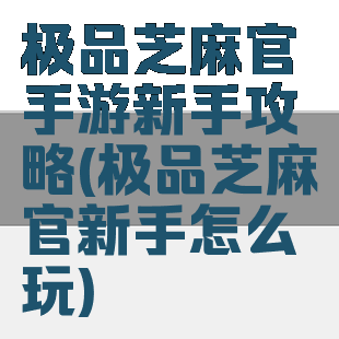 极品芝麻官手游新手攻略(极品芝麻官新手怎么玩)