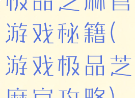 极品芝麻官游戏秘籍(游戏极品芝麻官攻略)