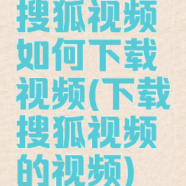 搜狐视频如何下载视频(下载搜狐视频的视频)