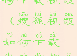 搜狐视频如何下载视频(搜狐视频如何下载视频到手机)