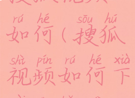 搜狐视频如何(搜狐视频如何下载到本地)