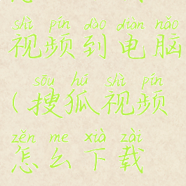 搜狐视频怎么下载视频到电脑(搜狐视频怎么下载视频到电脑上)