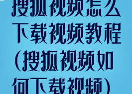 搜狐视频怎么下载视频教程(搜狐视频如何下载视频)