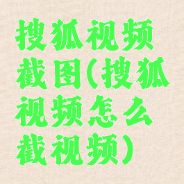 搜狐视频截图(搜狐视频怎么截视频)