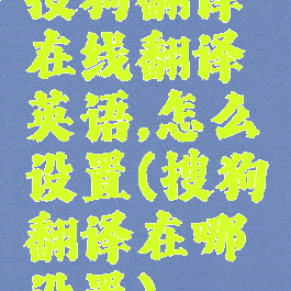 搜狗翻译在线翻译英语,怎么设置(搜狗翻译在哪设置)