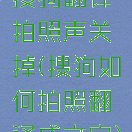 搜狗翻译拍照声关掉(搜狗如何拍照翻译成文字)