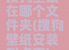 搜狗壁纸在哪个文件夹(搜狗壁纸安装到桌面)