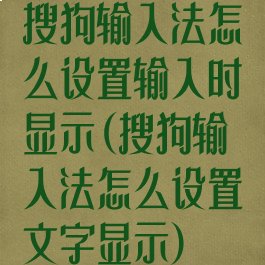 搜狗输入法怎么设置输入时显示(搜狗输入法怎么设置文字显示)