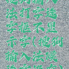 搜狗输入法打字选字框不显示字(搜狗输入法候选字没有)