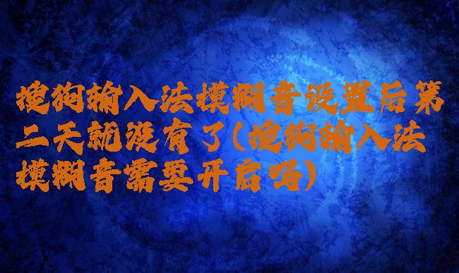搜狗输入法模糊音设置后第二天就没有了(搜狗输入法模糊音需要开启吗)