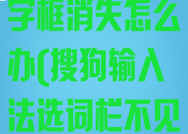 搜狗输入法选字框消失怎么办(搜狗输入法选词栏不见了)