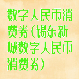 数字人民币消费券(锡东新城数字人民币消费券)