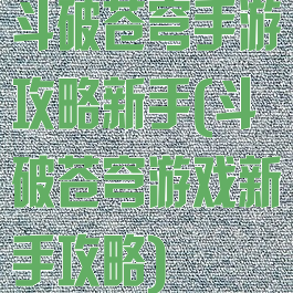 斗破苍穹手游攻略新手(斗破苍穹游戏新手攻略)