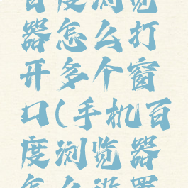 新版手机百度浏览器怎么打开多个窗口(手机百度浏览器怎么设置多窗口)