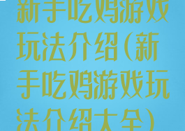 新手吃鸡游戏玩法介绍(新手吃鸡游戏玩法介绍大全)