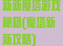 新新魔塔游戏秘籍(魔塔新新攻略)