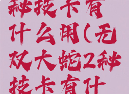 无双大蛇2秘技卡有什么用(无双大蛇2秘技卡有什么用)