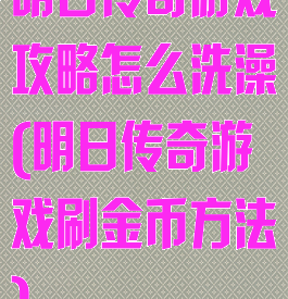 明日传奇游戏攻略怎么洗澡(明日传奇游戏刷金币方法)