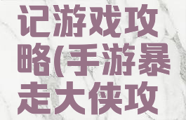 暴走西游记游戏攻略(手游暴走大侠攻略)