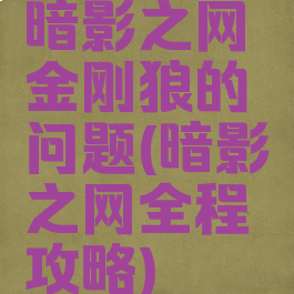 暗影之网金刚狼的问题(暗影之网全程攻略)