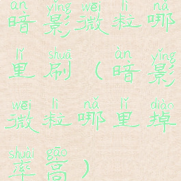 暗影微粒哪里刷(暗影微粒哪里掉率高)