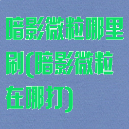 暗影微粒哪里刷(暗影微粒在哪打)