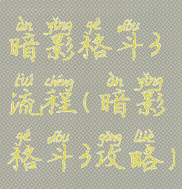 暗影格斗3流程(暗影格斗3攻略)