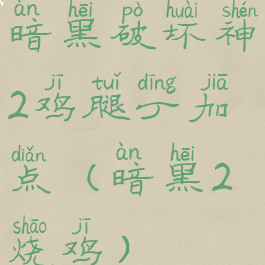 暗黑破坏神2鸡腿丁加点(暗黑2烧鸡)