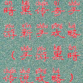 暗黑传奇手游新手攻略(手游黑暗传说攻略)