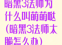 暗黑3法师为什么叫萌萌哒(暗黑3法师太脆怎么办)