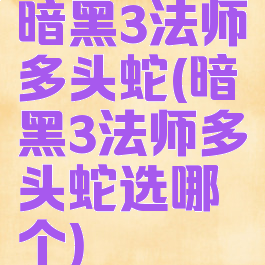 暗黑3法师多头蛇(暗黑3法师多头蛇选哪个)