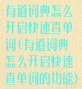 有道词典怎么开启快速查单词(有道词典怎么开启快速查单词的功能)