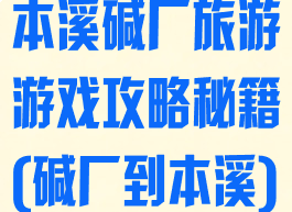 本溪碱厂旅游游戏攻略秘籍(碱厂到本溪)