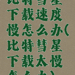 比特彗星下载速度慢怎么办(比特彗星下载太慢怎么办)