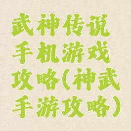 武神传说手机游戏攻略(神武手游攻略)