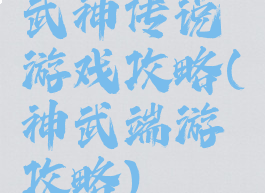 武神传说游戏攻略(神武端游攻略)