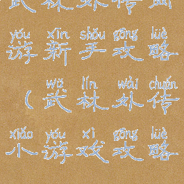 武林外传网游新手攻略(武林外传小游戏攻略)