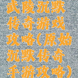 武陵沉默传奇游戏攻略(原始沉默传奇手游攻略)