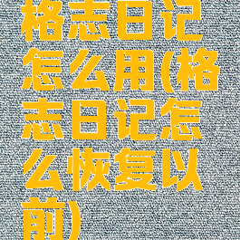 格志日记怎么用(格志日记怎么恢复以前)