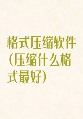 格式压缩软件(压缩什么格式最好)