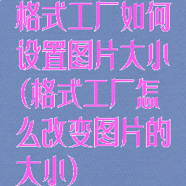 格式工厂如何设置图片大小(格式工厂怎么改变图片的大小)
