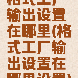 格式工厂输出设置在哪里(格式工厂输出设置在哪里设置)