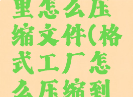 格式工厂里怎么压缩文件(格式工厂怎么压缩到指定大小)