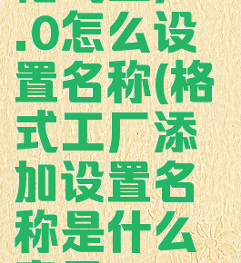 格式工厂4.0怎么设置名称(格式工厂添加设置名称是什么意思)
